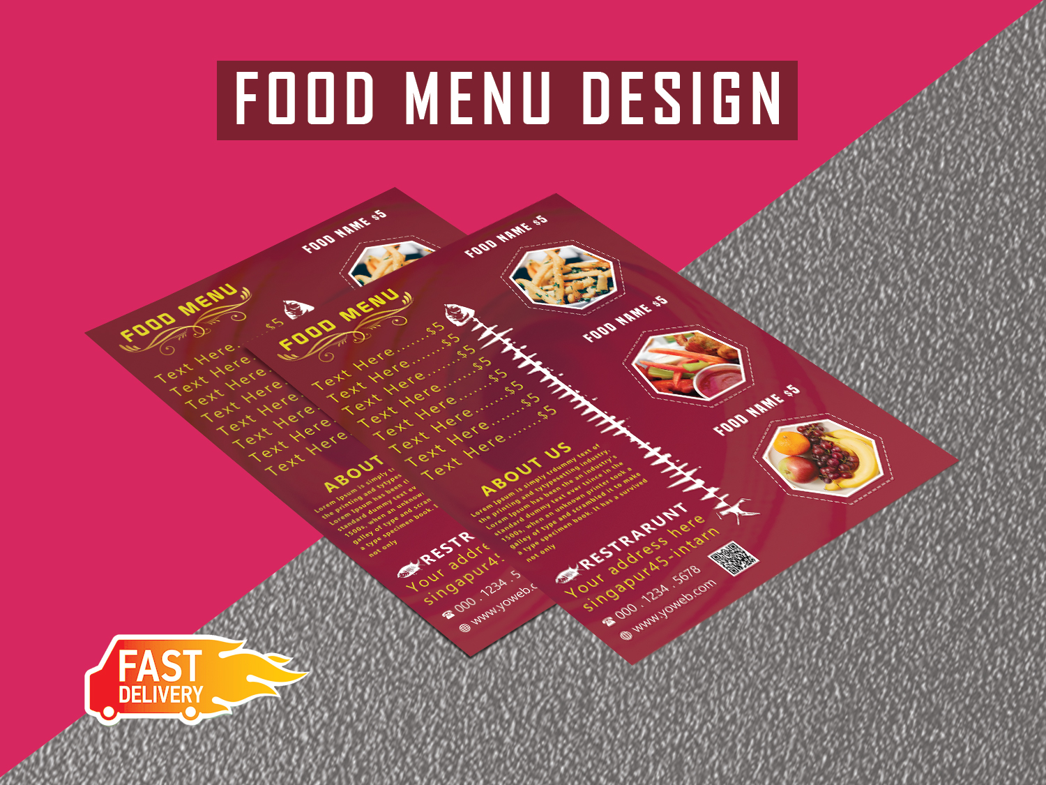 I will make a professional food menu , restaurant menu within 12 hours