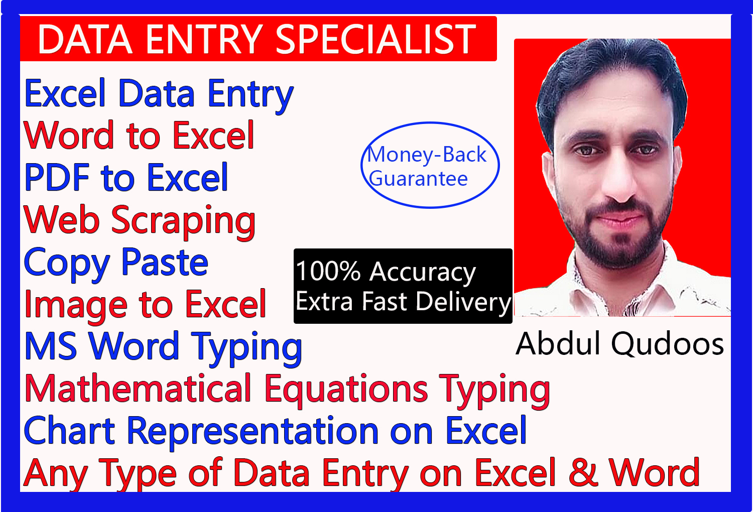 I will do expert excel word data entry and mathematical equation