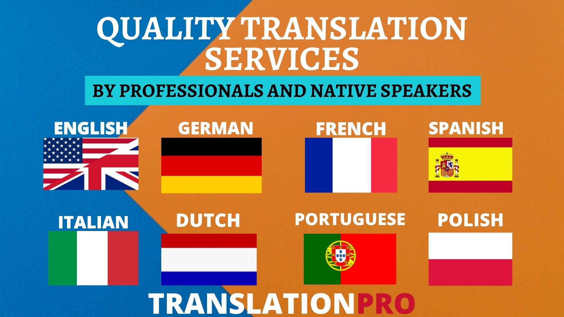 We will perfectly translate your documents between all these languages