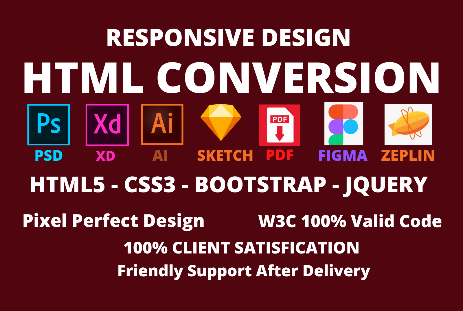 Convert psd to html, xd to html, sketch to html, figma to html bootstrap |  Upwork