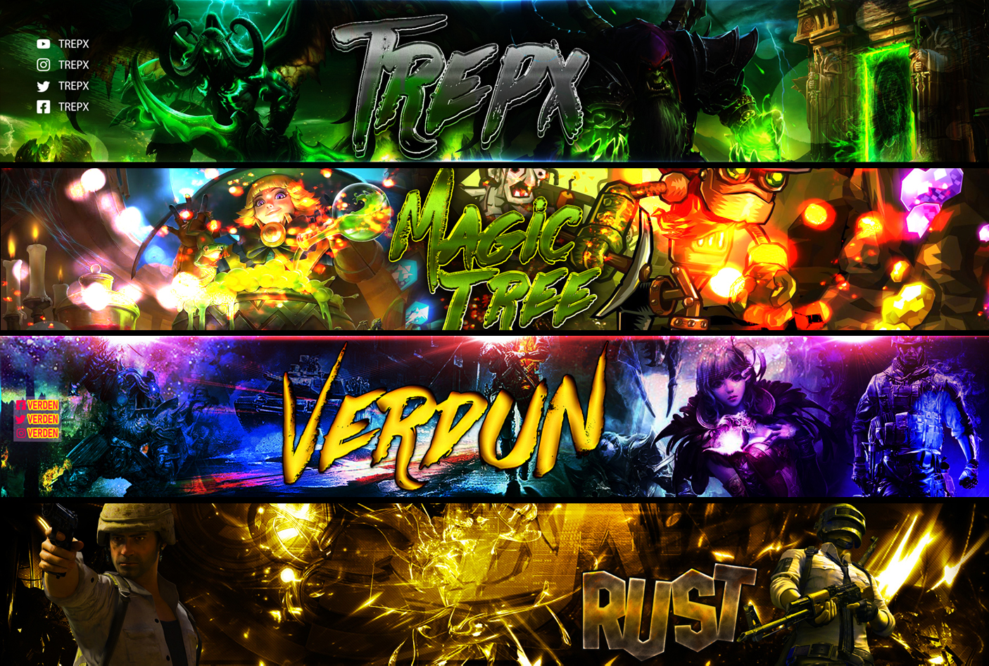 I will design gaming banner, YouTube banner, twitter, twitch and ...